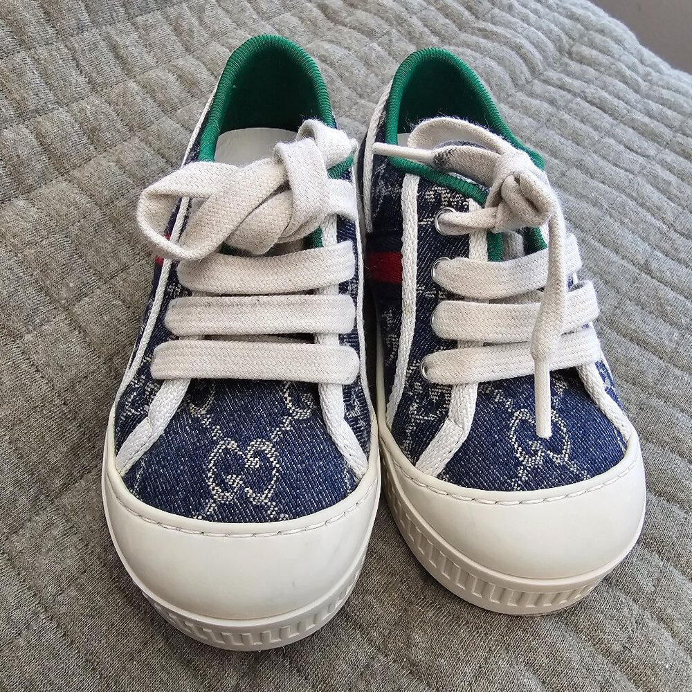 Gucci Tennis 1977 Blue Ivory sneakers toddler size 23